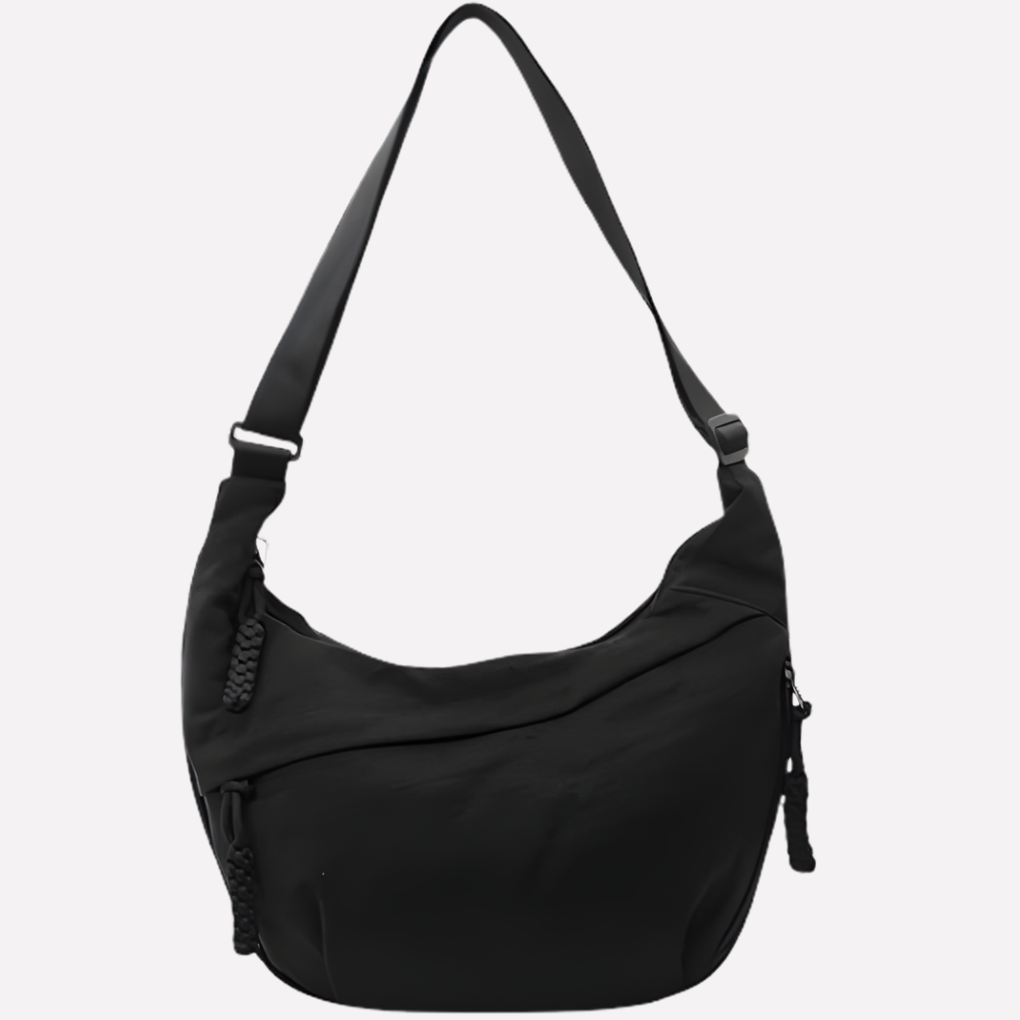Ruime halvemaan tas van nylon, een praktische dames crossbody schoudertas voor al je essentials.