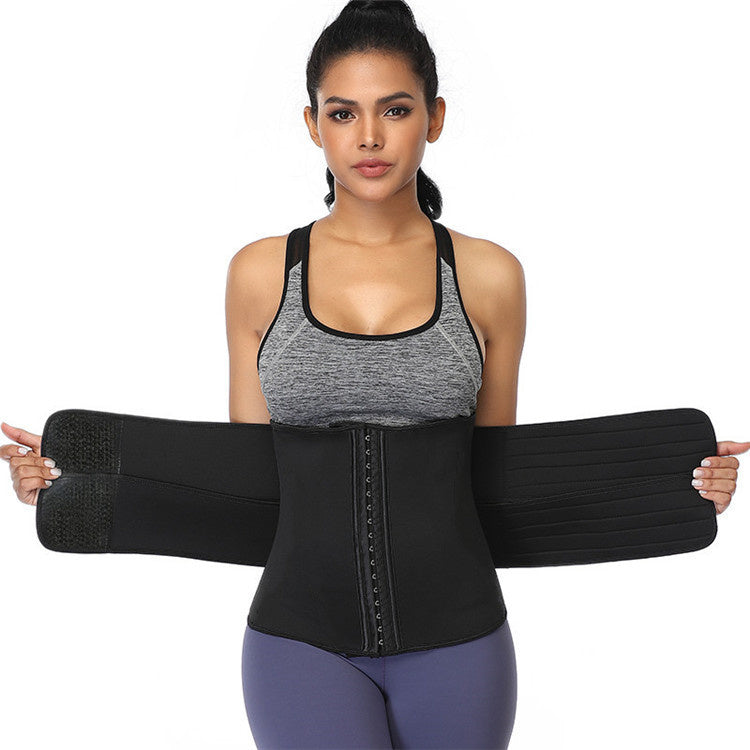 Zwart dames waist trainer korset voor effectieve taille training en een strakke buik.