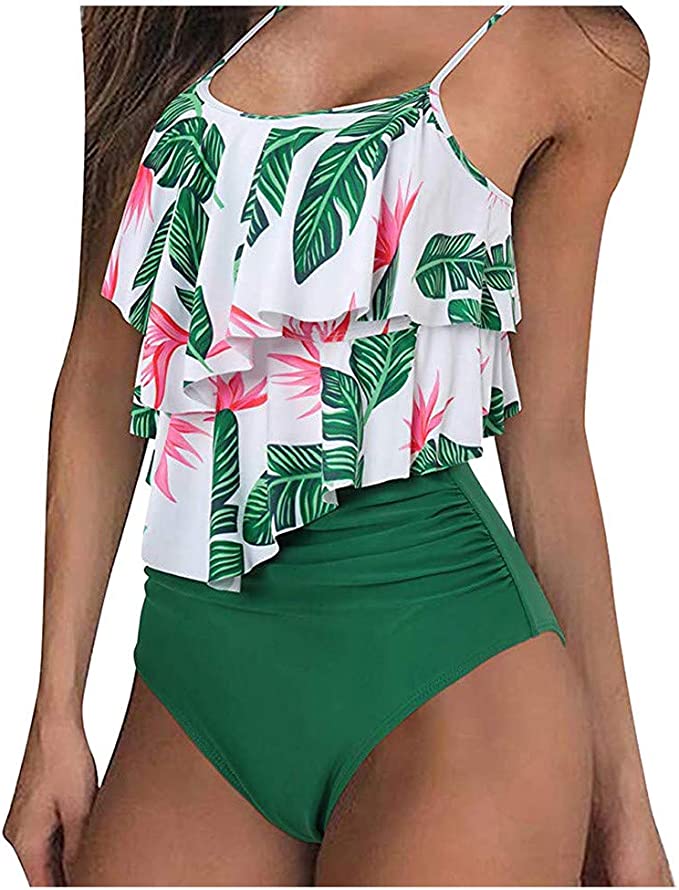 Elegante dames high waist bikini met bloemenprint. Comfortabele zwemkleding voor een stijlvolle look op het strand.