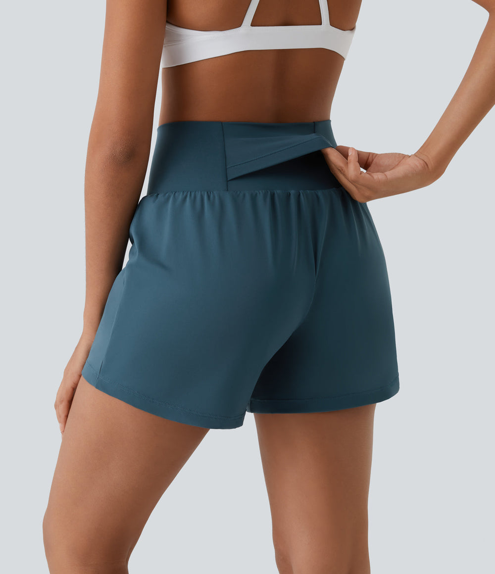 Ademende, sneldrogende high-waist fitness shorts dames, Mirabella sportbroekje voor training.