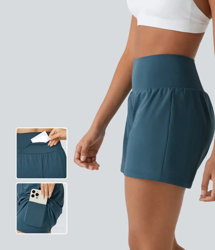 Mirabella high-waist yoga shorts, ademend en ondersteunend, perfect voor comfortabele sessies.
