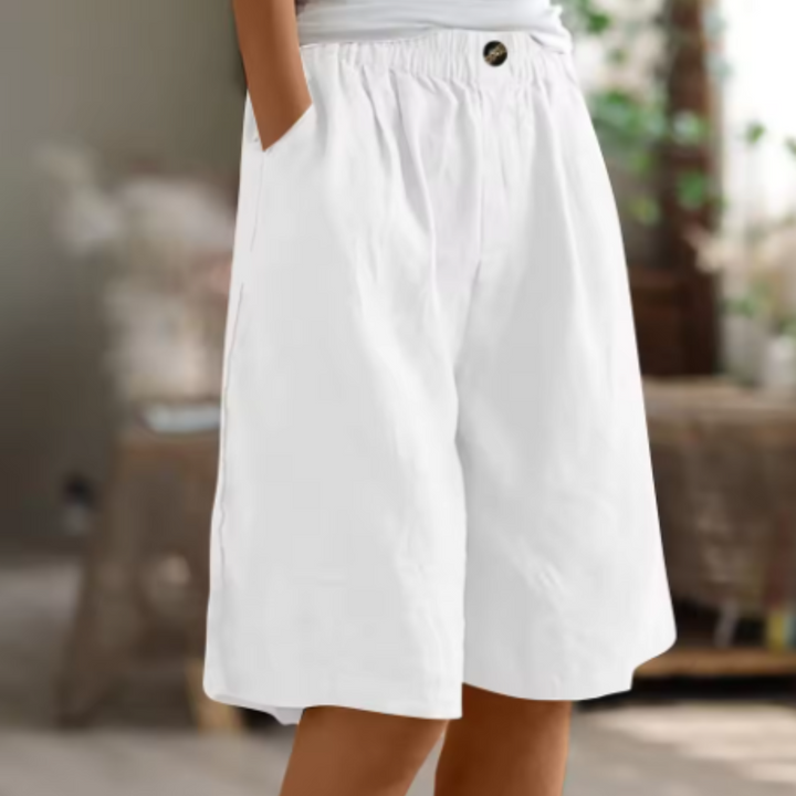 Casual dames high waist shorts, met trendy wijde pijpen voor ultiem comfort.