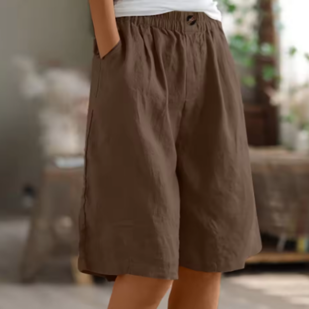 Zomerse high waist shorts met wijde pijpen, elegant en comfortabel voor dames.