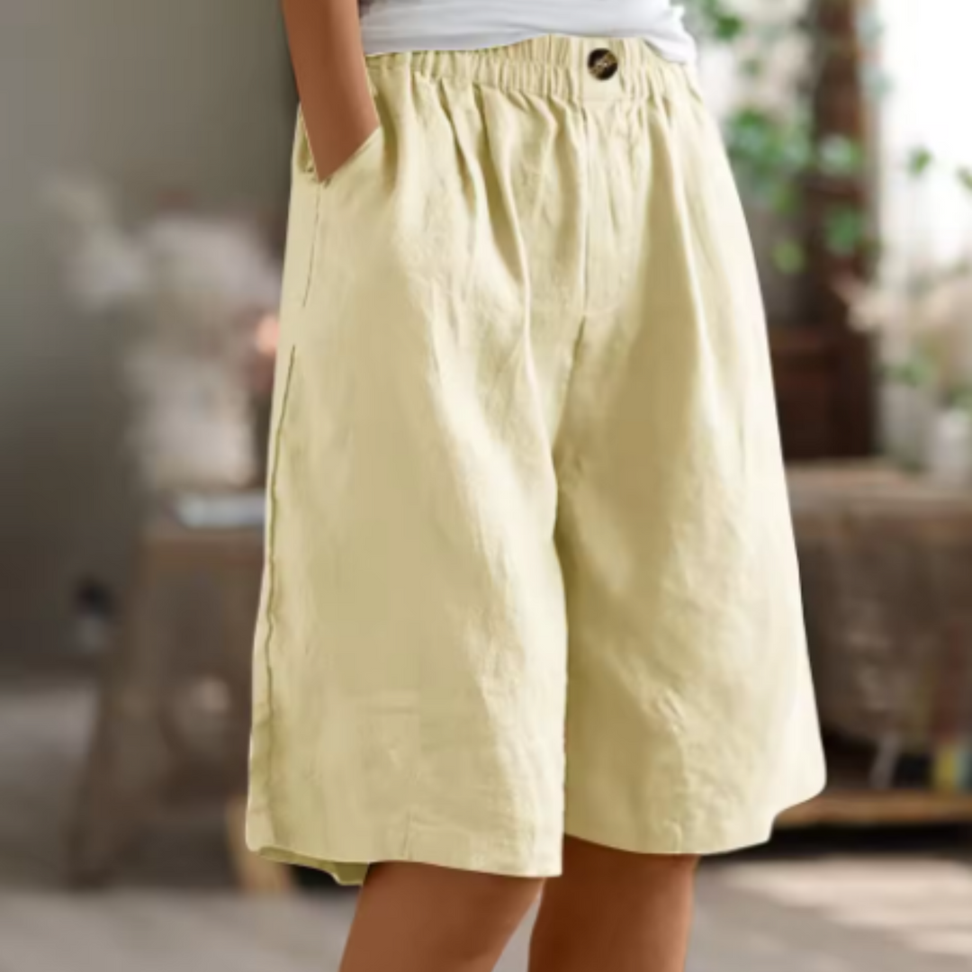 Trendy high waist culotte shorts, ontworpen voor comfort en stijl in de zomer.