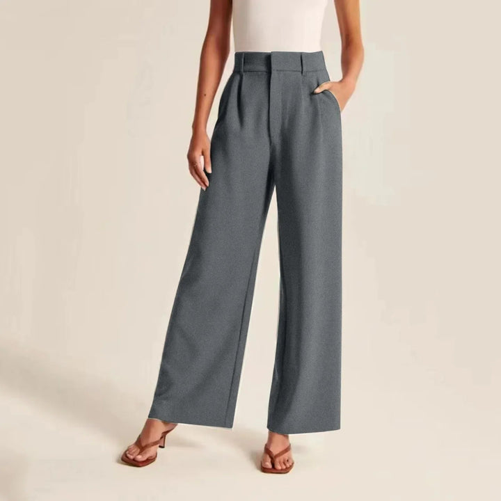 Dames high waist wijde pijpen broek voor comfort en stijl, perfect als elegante chino.