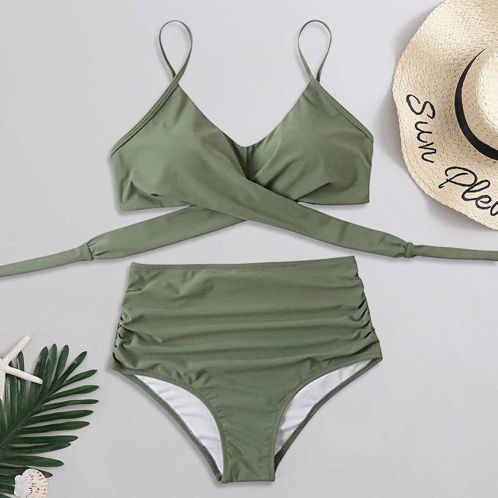 Modieuze dames high waisted bikini, ideaal voor een elegante uitstraling op het strand.