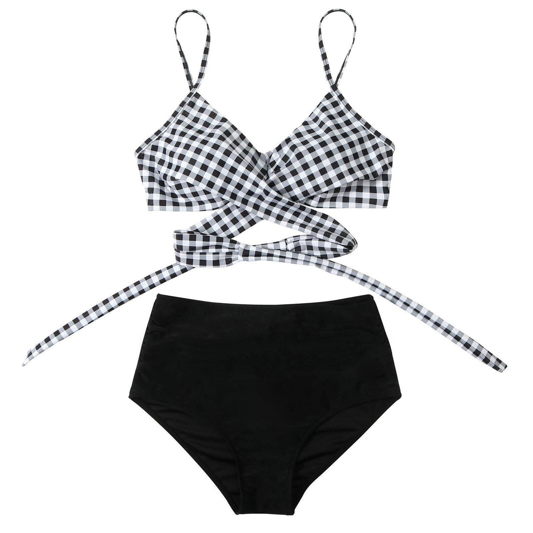 Dames swimwear: high waisted bikini met kleurrijke bloemen, voor een frisse zomerlook.