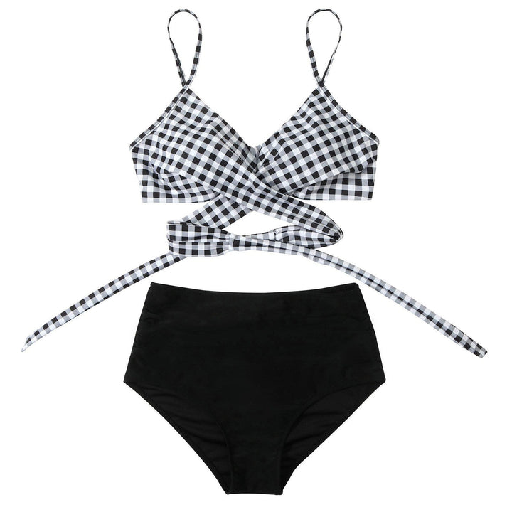Dames swimwear: high waisted bikini met kleurrijke bloemen, voor een frisse zomerlook.