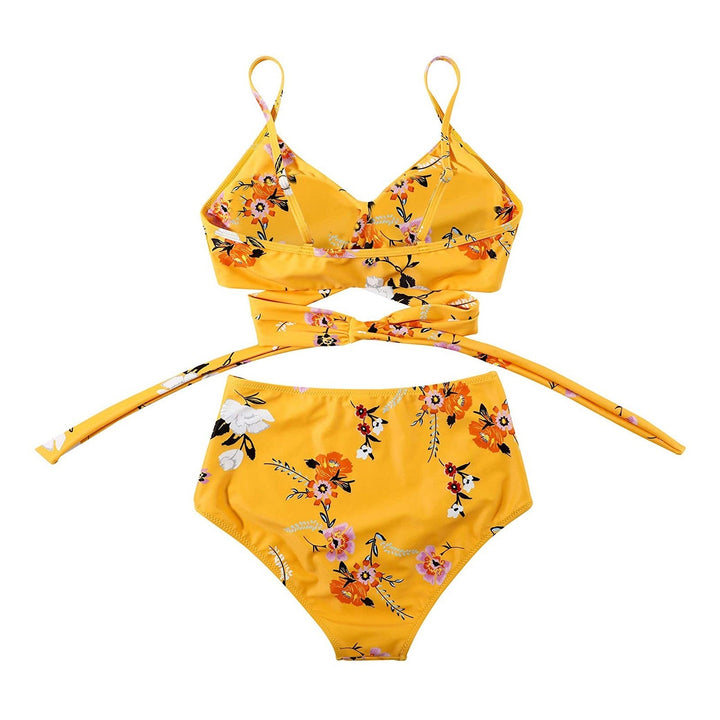 Stijlvolle dames badkleding met hoge taille en kleurrijke bloemen, voor ultiem comfort.