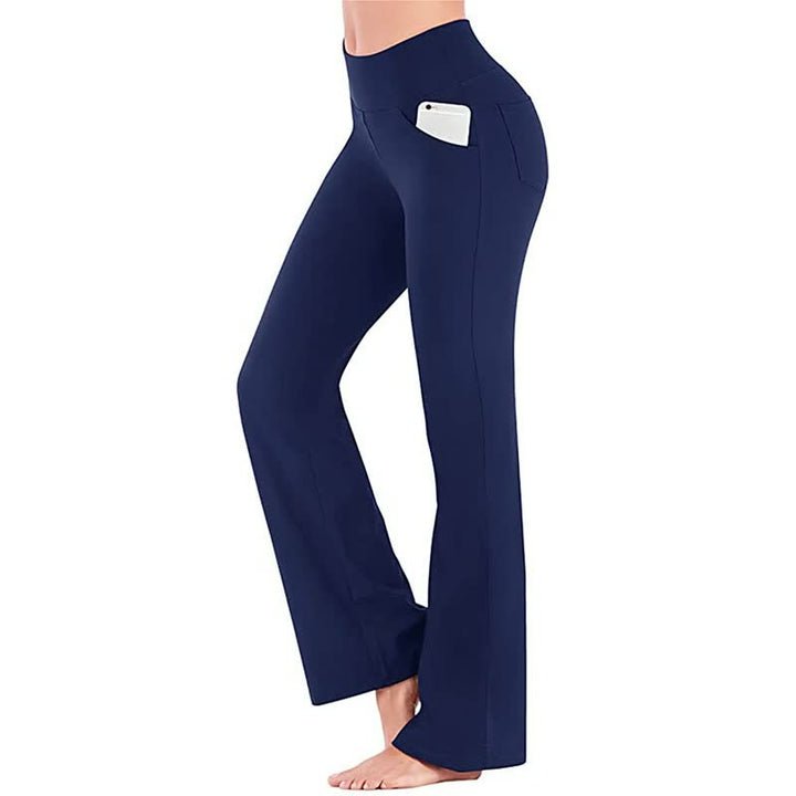Comfortabele damesbroek met hoge taille en handige zakken, ideaal voor sport, casual of vrije tijd.