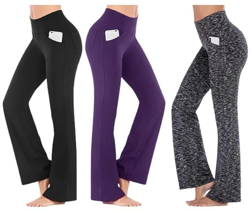 Dames hoge taille broek: een comfortabele stretch broek met zakken, perfect voor fitness en dagelijkse stijl.