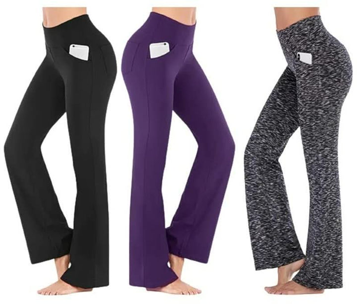 Dames hoge taille broek: een comfortabele stretch broek met zakken, perfect voor fitness en dagelijkse stijl.