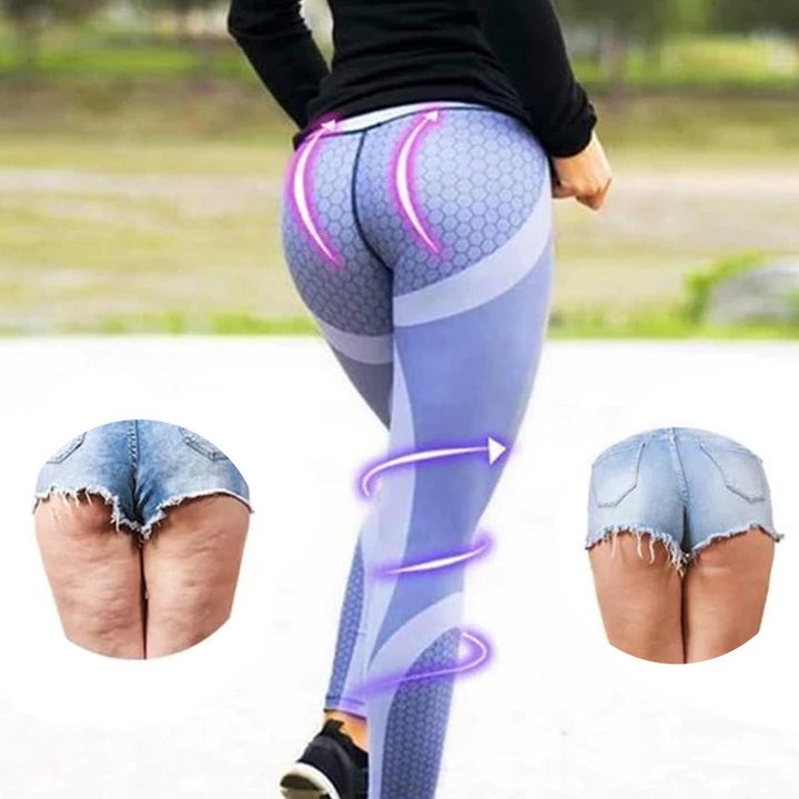 Geometrisch patroon dames sportlegging Aurora. Hoge taille, comfortabel voor yoga & fitness.