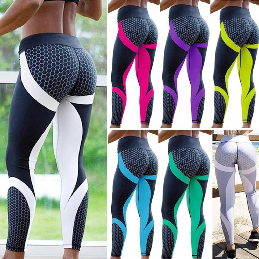 Stijlvolle dames yoga legging met geometrisch patroon. Hoge taille voor optimaal comfort en fitness.