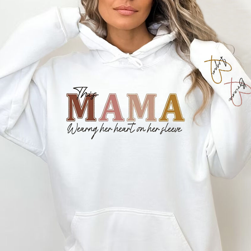 Dames hoodie met gepersonaliseerde namen borduursel, ideaal Moederdag cadeau. Comfortabel en uniek.