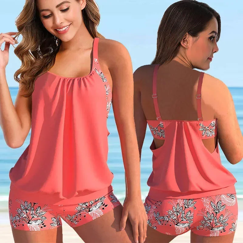 Modieuze dames tankini set, grote maten zwemkleding voor optimaal comfort en stijl op het strand.