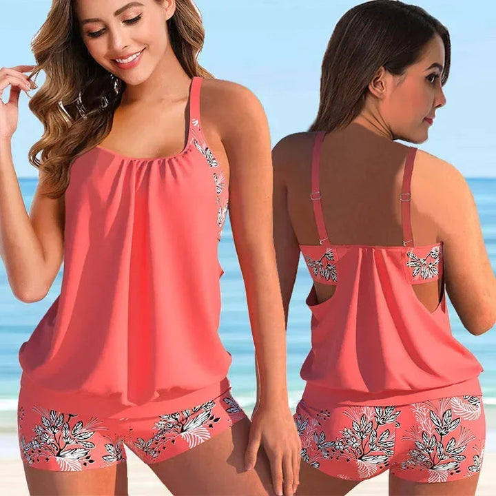 Modieuze dames tankini set, grote maten zwemkleding voor optimaal comfort en stijl op het strand.