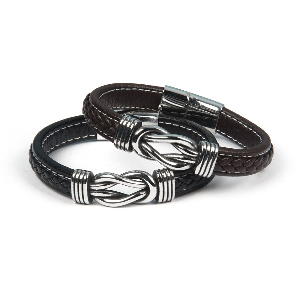 Perfect cadeau: dames lederen infinity knoop armband, een symbool van oneindigheid en stijl.