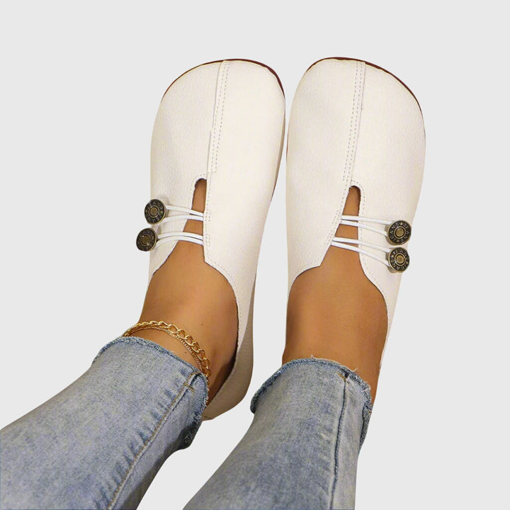 Witte dames instap schoen met ronde neus
