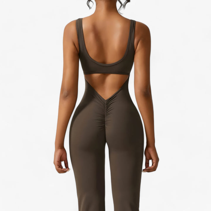 Lange mouw dames jumpsuit Amélie, stijlvol voor koelere lentedagen.