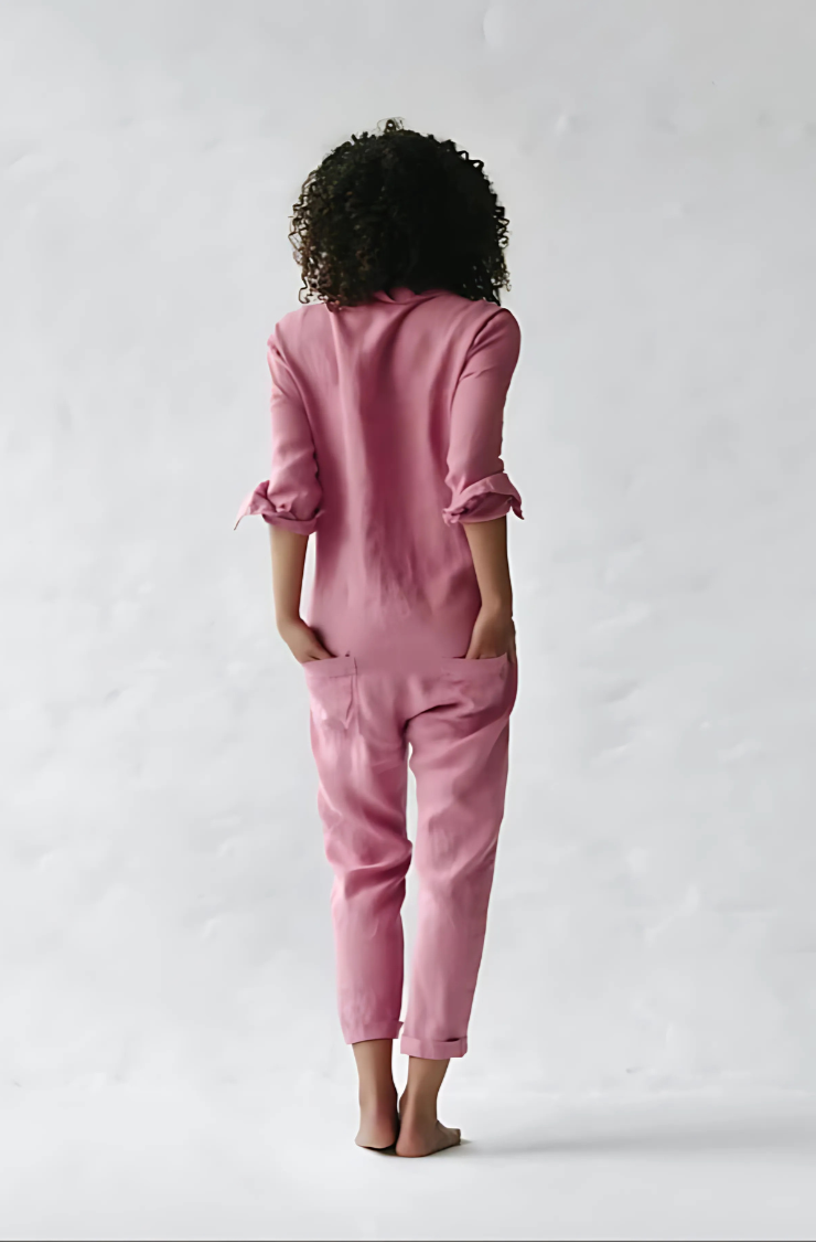 Casual chic dames jumpsuit van Hoymans, comfortabel en stijlvol met een trendy uitstraling.