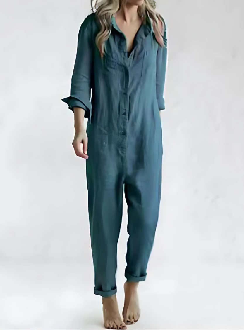 Hoymans dames jumpsuit, ideaal als comfortabel eendelig pak voor een elegante zomeroutfit.