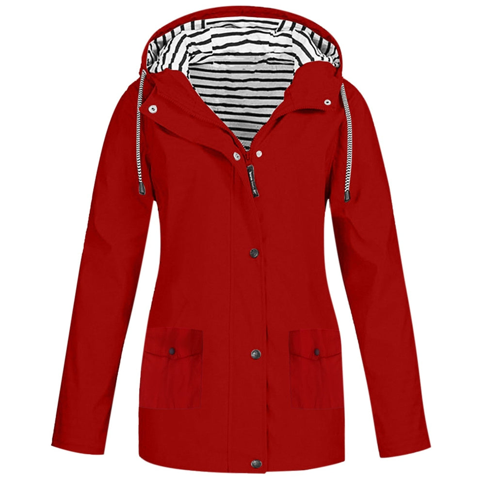 Close-up van de waterdichte stof van de KarieJacket damesjas. Beschermt tegen regen en wind, perfect voor wandelen.