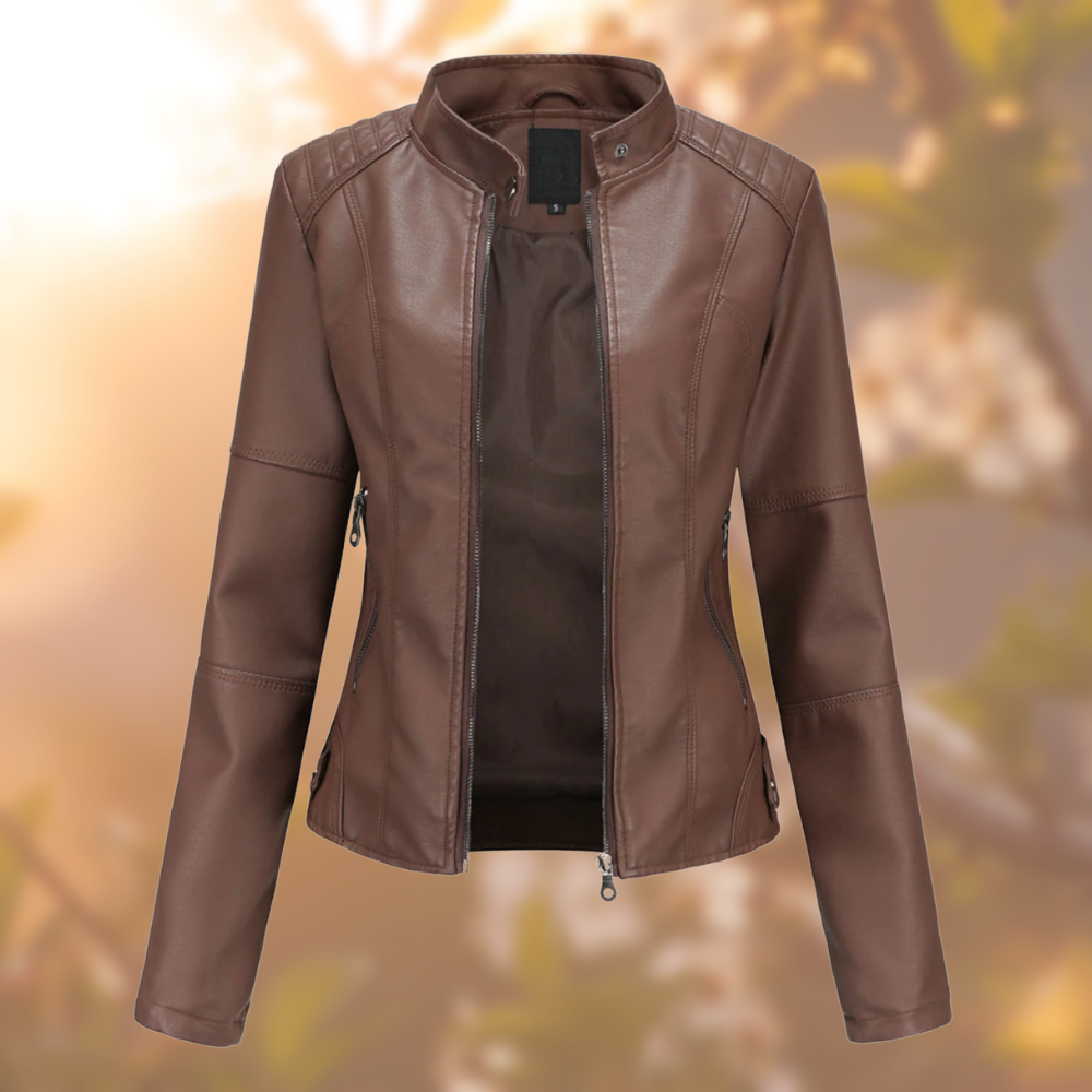 Chique KatiesJacket leren damesjas, trendy winter mode. Comfortabele en warme outerwear voor stijlvolle vrouwen.