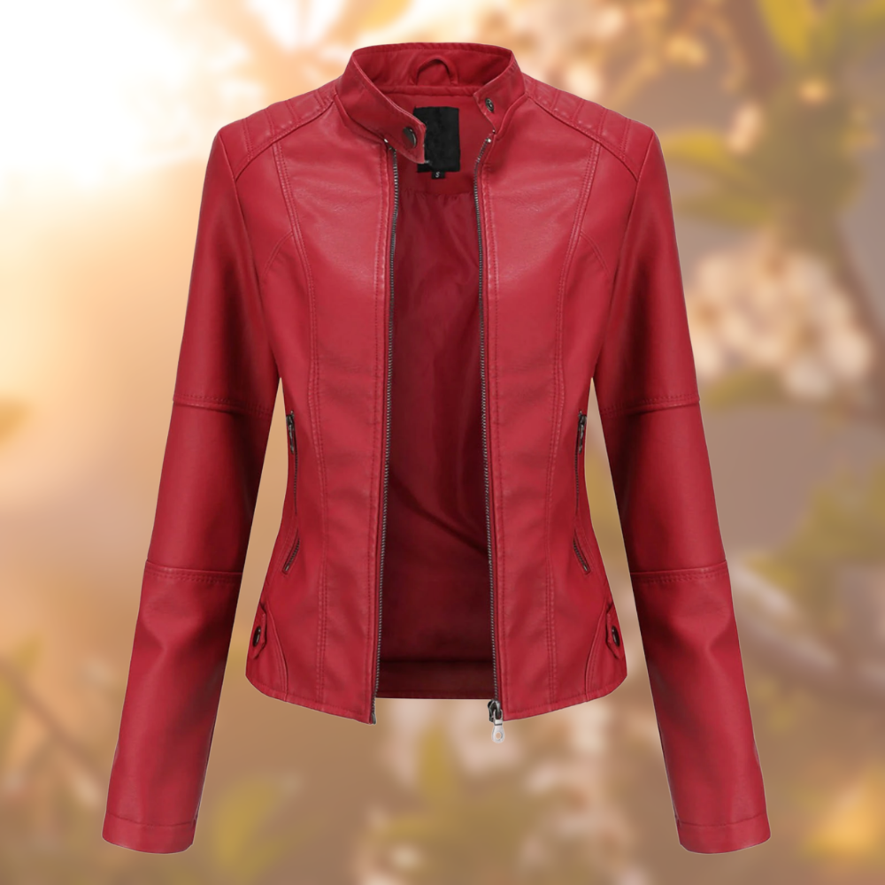 Elegante KatiesJacket leren winterjas voor dames, warme en comfortabele bovenkleding. Modieuze dameskleding.
