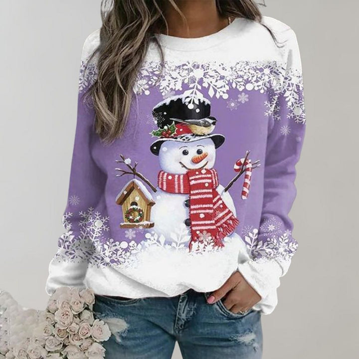 Knusse, warme dames kersttrui met feestelijk design voor de winterse gezelligheid.