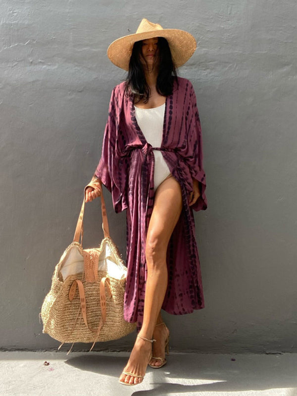 Dames kimono Leona met strikriem, trendy en veelzijdig voor zomerse lagenlook outfits.
