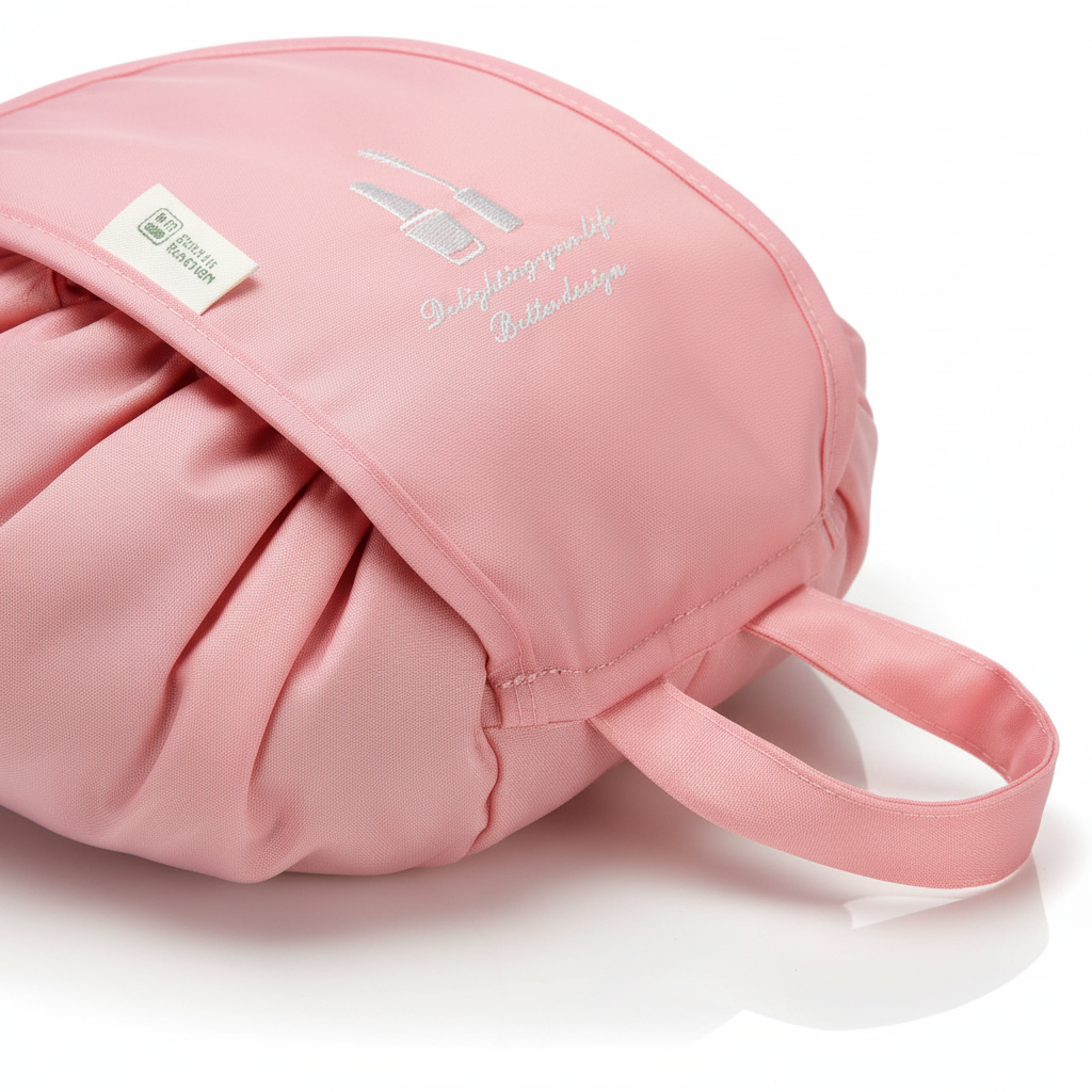 Handige make-up tas met trekkoord, waterdicht en ruim. Perfect als reisorganizer voor cosmetica van dames.