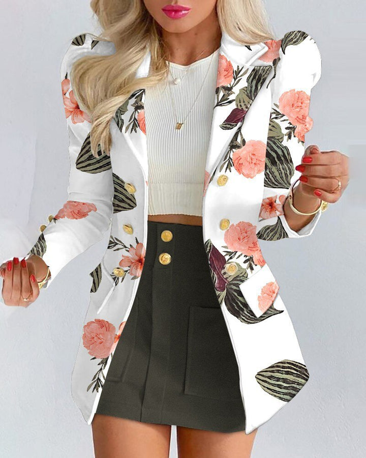 Dames Kyara 2-delige set met elegante blazer en bijpassende rok, ideaal voor zakelijke kleding.