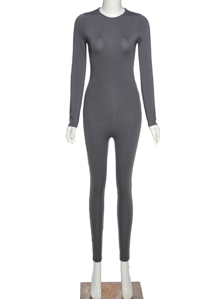 Moderne sport jumpsuit voor dames, lange mouw. Perfect als gymkleding en comfortabele athleisure outfit.