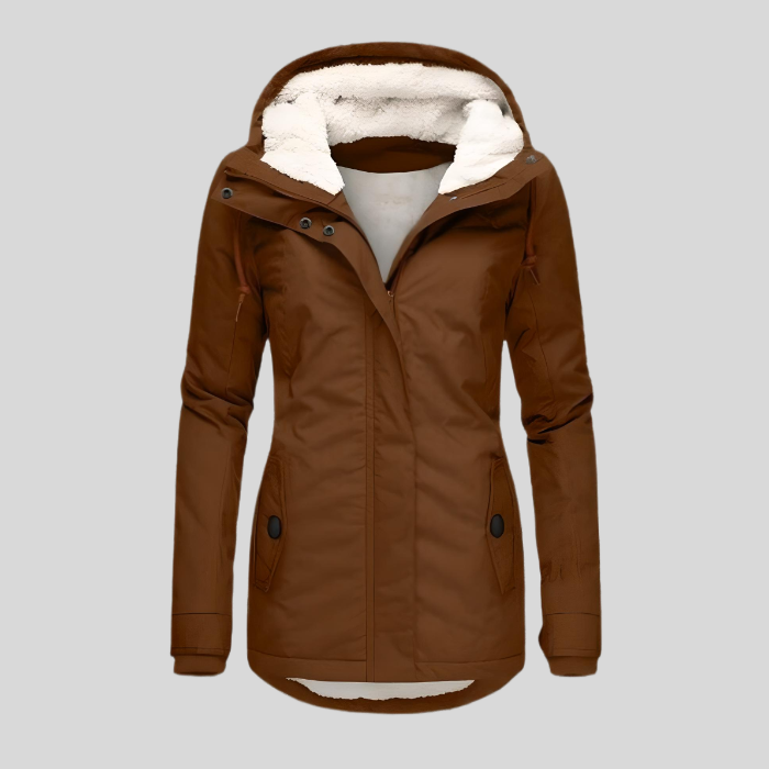 Outdoor dames lange winterjas, waterdicht en winddicht, met capuchon. Perfecte warme winterkleding.