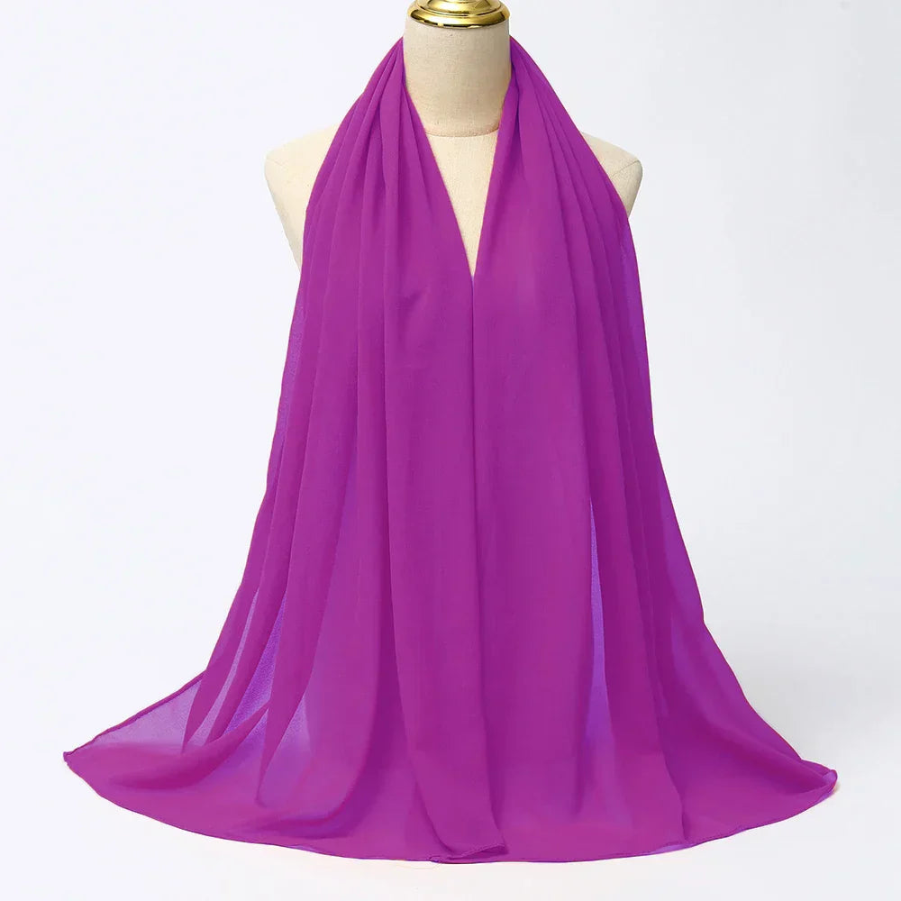 Klassieke Leilani dames chiffon sjaal, veelzijdig te combineren als hijab of stijlvol accessoire.