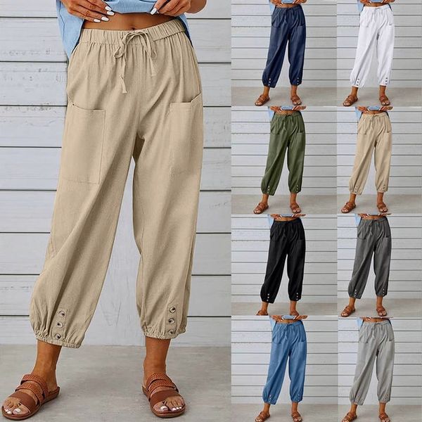 Dames lichte zomerbroek met koord en wijde pijpen, ideaal voor comfortabele en luchtige dagen.