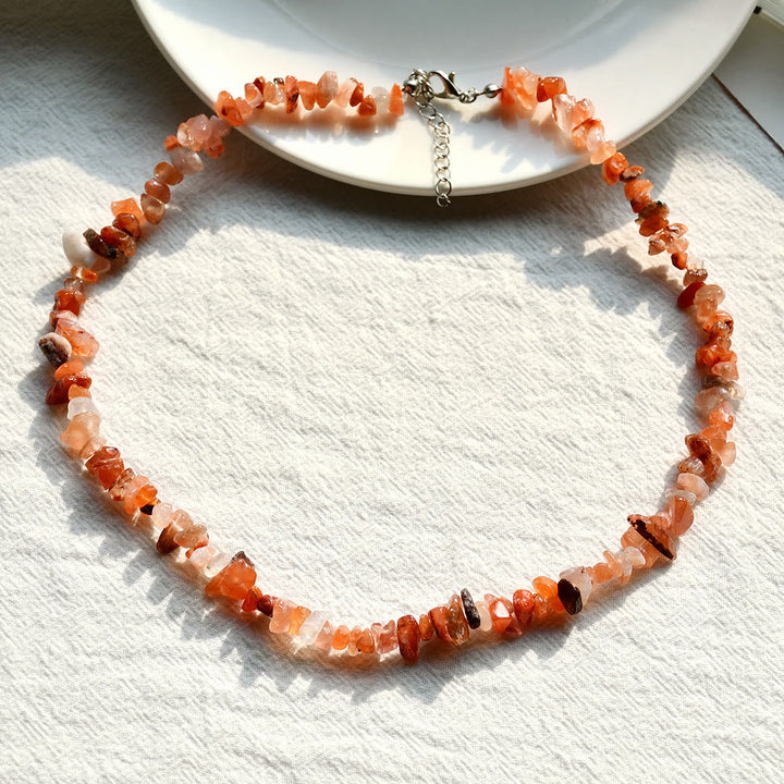 Gepolijste natuursteen damesketting, Lina edelsteen voor een elegante, spirituele look.