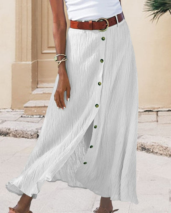 Losvallende katoenen dames midi rok, creëert een luchtige en comfortabele look voor de zomer.