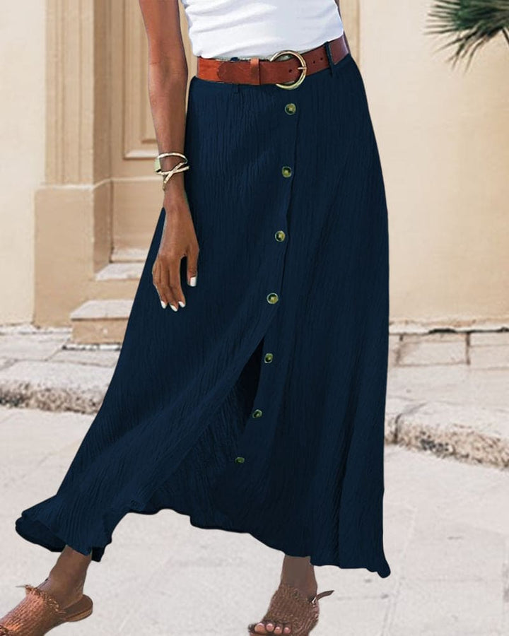 Veelzijdige dames katoenen midi rok, luchtig en comfortabel. Stijlvol voor elke zomerse gelegenheid.
