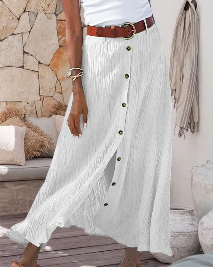 Dames luchtige midi rok van katoen. Perfecte stijlvolle zomerkleding voor vrouwen.