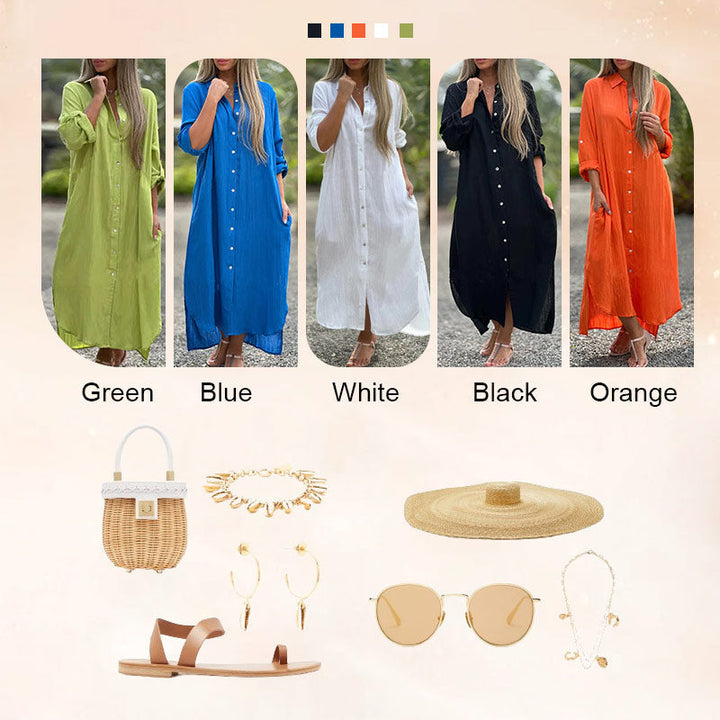 Lange mouwen polojurk dames, luchtig materiaal, een elegante keuze voor lente en zomer.
