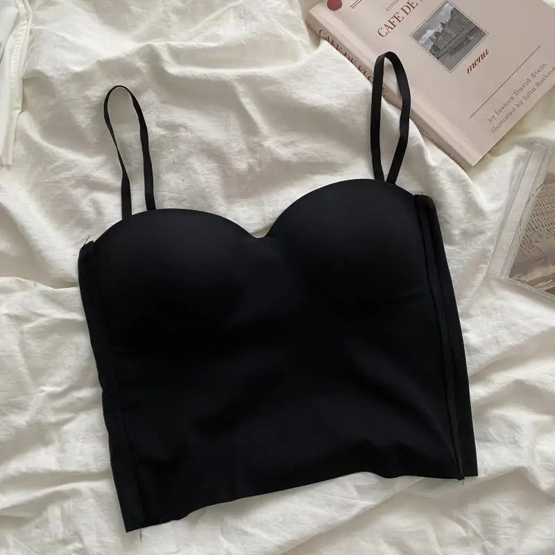 Ultiem comfort met deze set van 4 mouwloze dames tanktops met geïntegreerde bandeau bh.