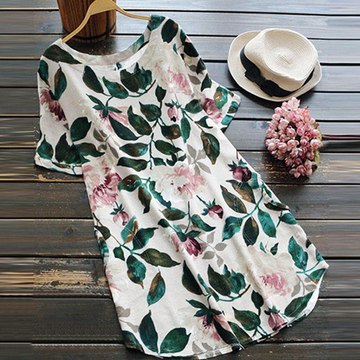 Dames Malina zomerjurk met bloemenprint en korte mouwen, ideaal voor vrije tijd.