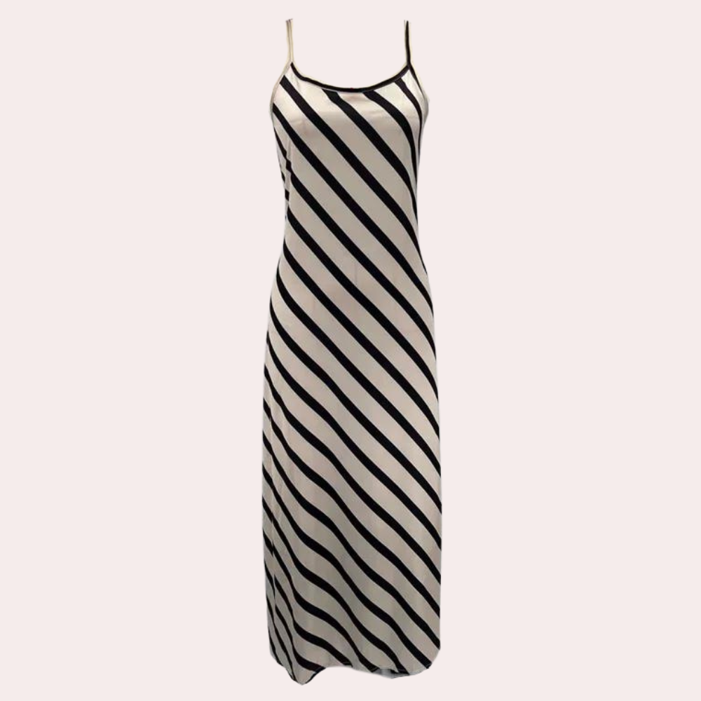 Dames Marise mouwloze gestreepte zomerjurk, ideaal voor casual zomerse dagen of vakantie.