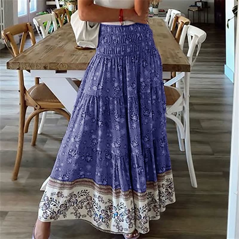 Modieuze dames maxi rok met boho print, perfect voor een zomerse dag of strandwandeling. Stijlvol en comfortabel.
