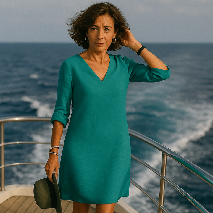 Modieuze dames zomerjurk van viscosemix. Elegante Mila jurk met unieke uitstraling voor vrouwenmode.