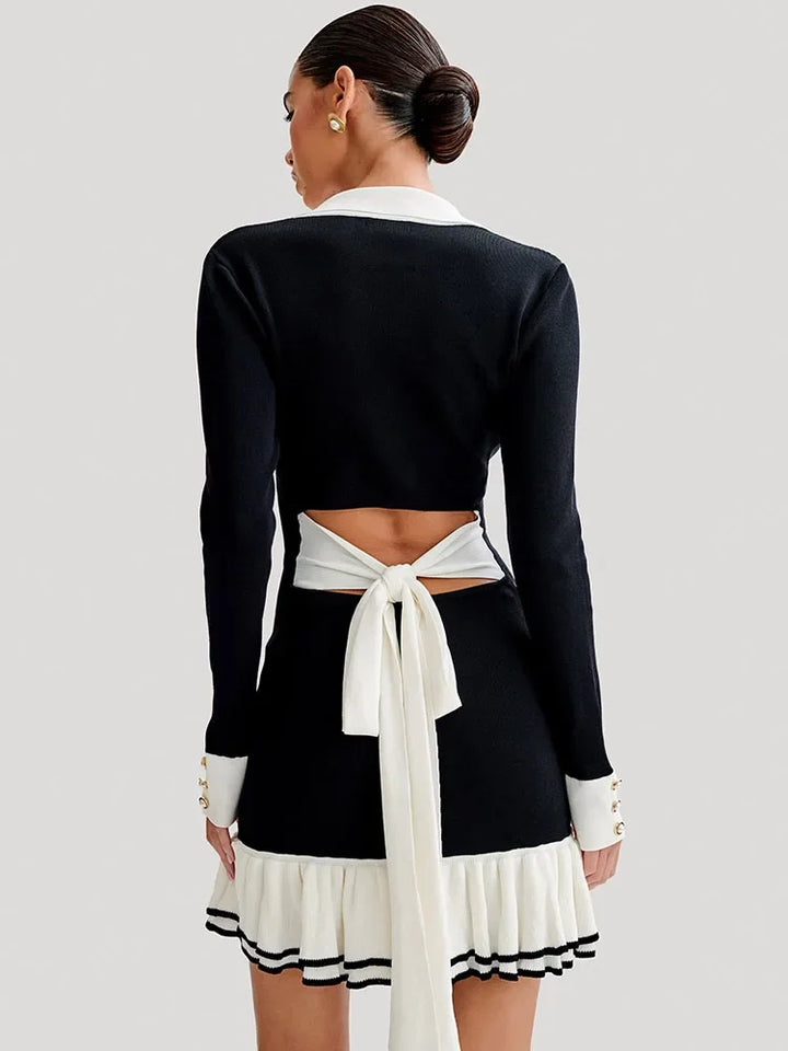 Feestelijke dames mini jurk, kort, met open rug, bandage design, zomer en avondkleding.