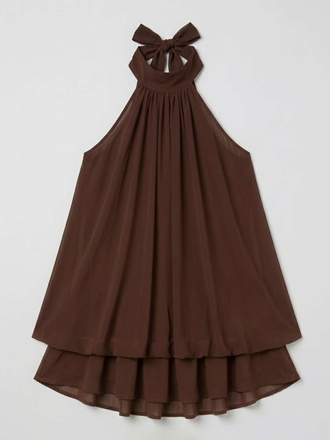 Trendy mini jurk met halterkraag en getailleerd silhouet