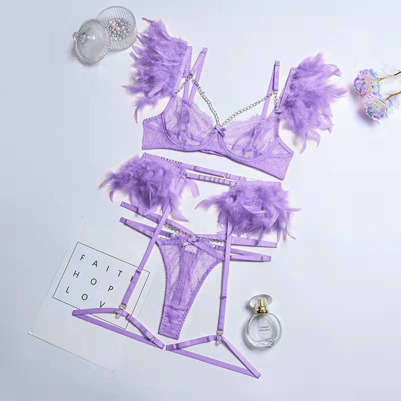 Dames lingerie, Mirella 3-delige sexy kanten jarretelset, verleidelijk en comfortabel ondergoed voor haar.